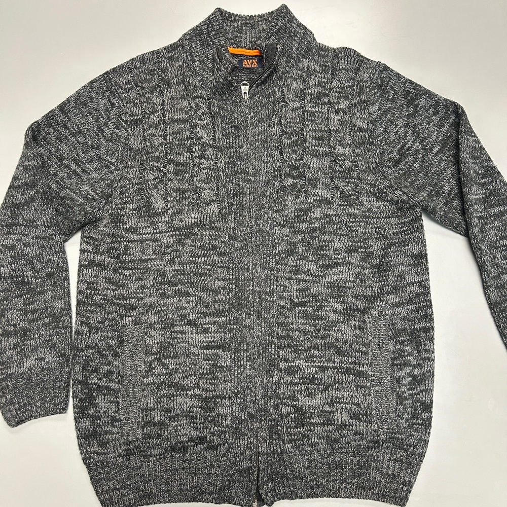 AVX AVIREX DEPT. Gray Long Sleeve Full Zip Sweater Men's Size XL